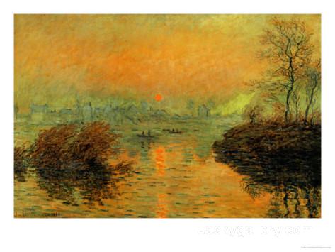 Setting Sun on the Seine at Lavacourt, Effect of Winter by Claude Monet paintings reproduction